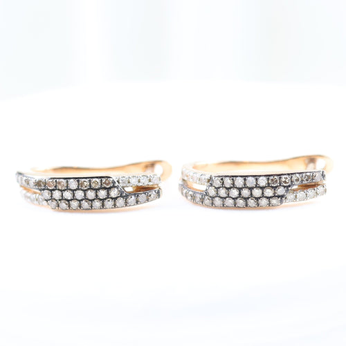 Boucles d'oreilles Boucles d'oreilles triple pavé en or rose 18 carats serties de diamants taille brillant 58 Facettes 132996