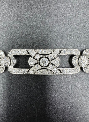 Bracelet Bracelet Art-Déco platine et diamants (9.4ct) 58 Facettes