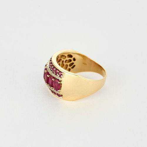 Bague 62 Bague jonc or jaune, rubis et diamants 58 Facettes 250172