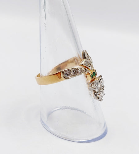 Bague duchesse Art Déco or rose, platine, 1,10 carat diamants et émeraudes 58 Facettes A06228