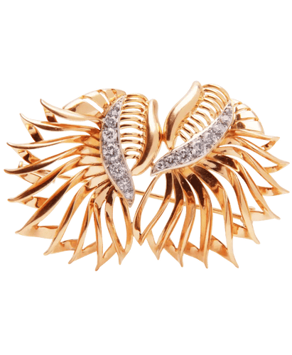 Broche Or 18K jaune et blanc Diamant