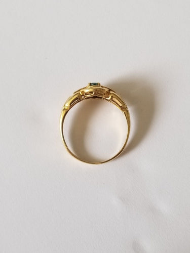 Bague 57 Bague or jaune 18k - Diamants et émeraudes 58 Facettes