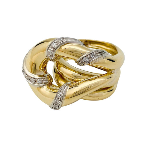 Bague 47 Bague "Noeud", deux ors sertie de diamants. 58 Facettes 31192