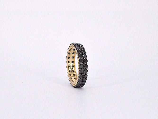 Bague 54 Bague d'éternité en or jaune avec diamants noirs 58 Facettes 2211