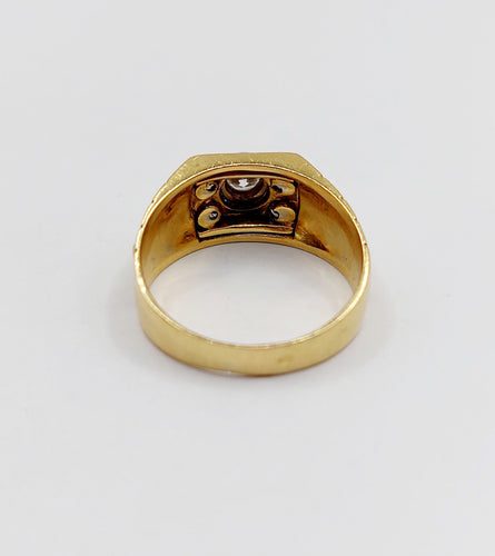 Bague 60 Bague chevalière Art Déco or jaune et diamants 58 Facettes A06309