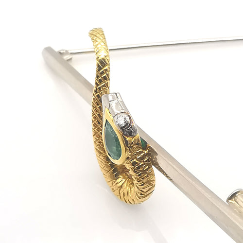 Broche Broche Or jaune et blanc Emeraude et Diamants 58 Facettes