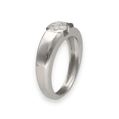 Bague 64 Bague Jonc Homme en Platine avec Diamant 1,21 ct – Certificat HRD – Taille 64 58 Facettes