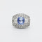 Bague BAGUE ART DECO SAPHIR CEYLAN NATUREL ENTOURAGE DIAMANTS EN OR GRIS 18K 58 Facettes