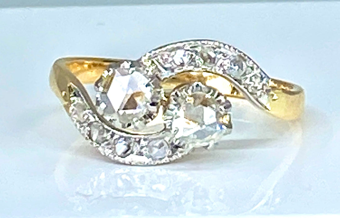 Ring Toi & Moi goud en diamanten, circa 1900