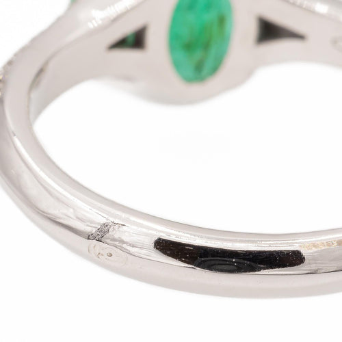 Bague 53 Bague Or blanc Emeraude, Diamant 58 Facettes 2543095CN