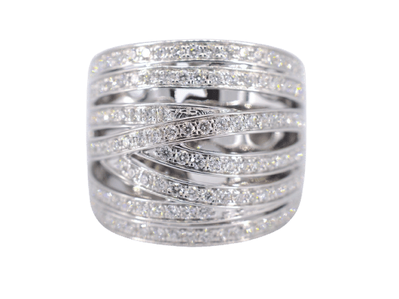 Bague 54 Bague design en or blanc avec diamants taille brillant 58 Facettes 2176