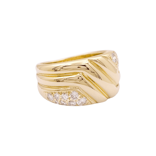 Bague 47 Bague godrons en or jaune et diamants. 58 Facettes 34440