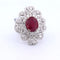 Bague 54 Bague en or blanc avec rubis, diamants et baguettes 58 Facettes