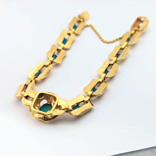 Bracelet Bracelet en or jaune et turquoises 58 Facettes 27765