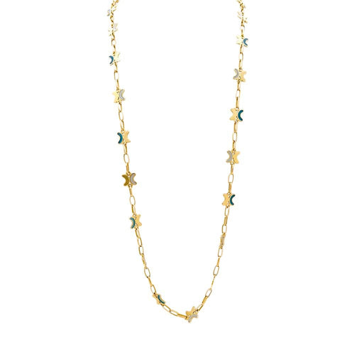 Collier Collier CHAUMET en or jaune et émail « plique-à-jour ». 58 Facettes 34785