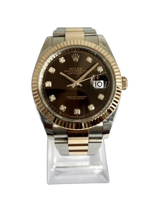 ROLEX - Datejust 41 mm Everose chocoladekleurige wijzerplaatdiamanten