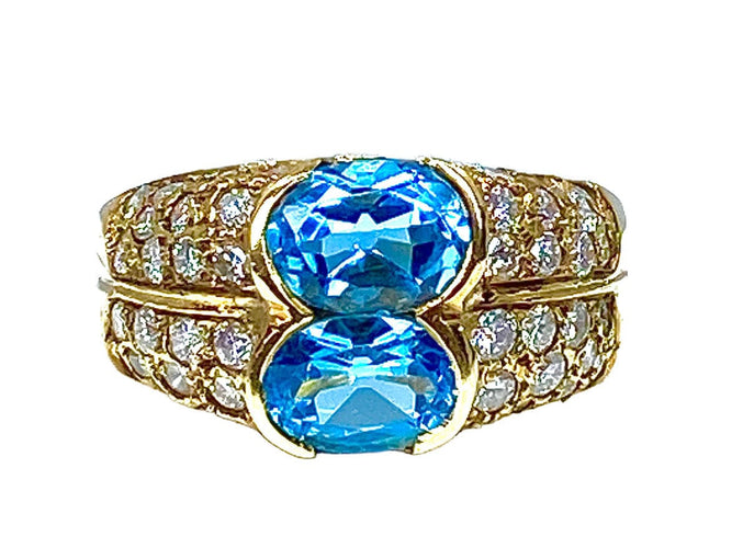 Bague 59 Bague bandeau Or jaune Topaze Diamants 58 Facettes AB229