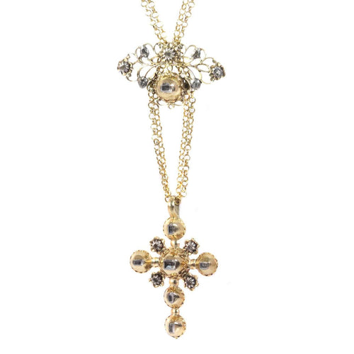 Pendentif Éclat divin : pendentif croix en or des années 1730 58 Facettes 20240-0285