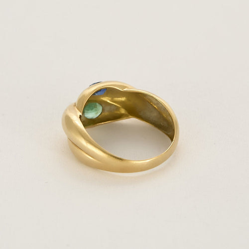 Bague 60 Bague en or jaune, saphir et émeraude 58 Facettes MONTE0229