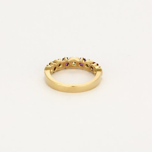 Bague 49.5 Demi-alliance en or jaune 18K diamants & rubis 58 Facettes ASN0390