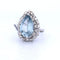 Bague 53 Bague en or blanc avec aigue-marine et diamants 58 Facettes