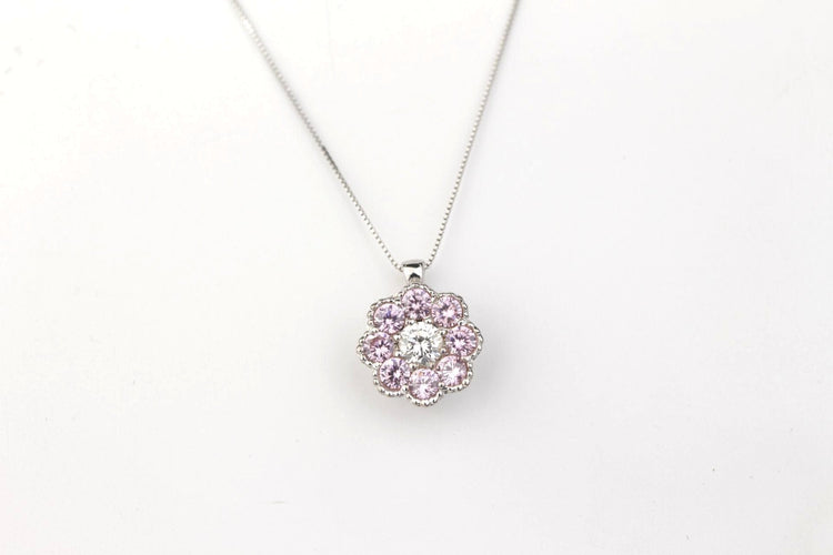 Collier Collier saphirs roses et diamant 58 Facettes