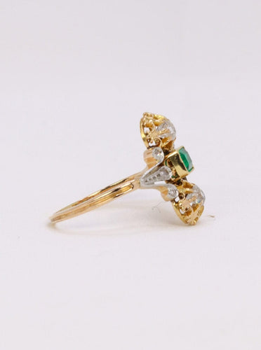 Bague 54 Bague Art Nouveau émeraude diamants 58 Facettes 1042.2