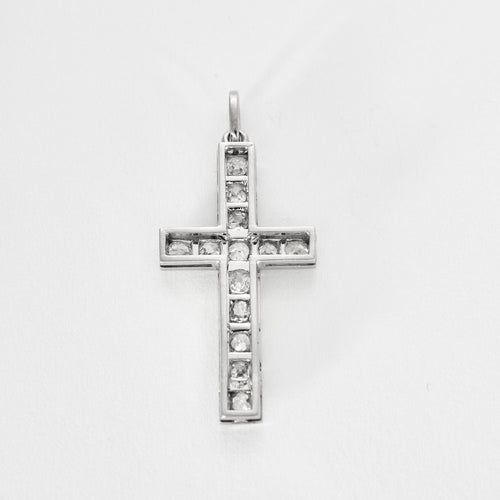 Pendentif Pendentif Croix Or Blanc Diamants 58 Facettes GU110
