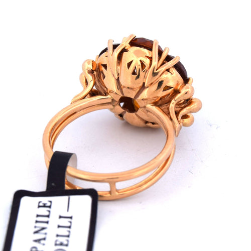 VINTAGE RING - 18 KT GULT GULL - KVARTS