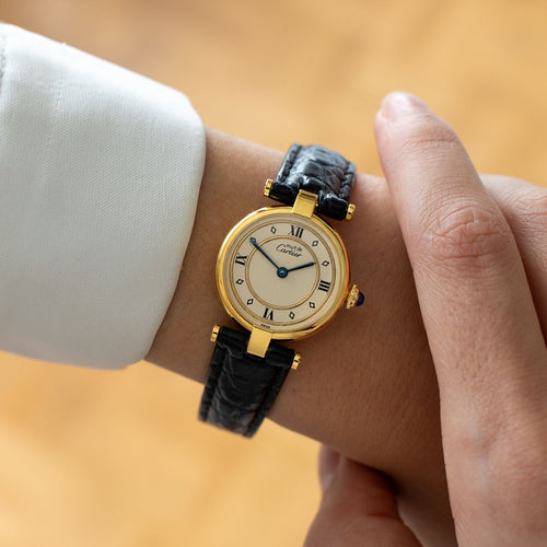 Montre Cartier Must Vendôme - Gold circle dial - SM 58 Facettes