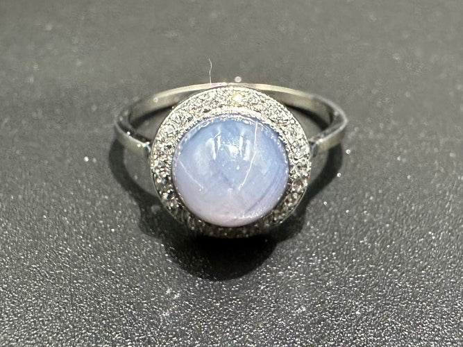 Bague 55 Bague Art Déco Saphir étoilé et diamants, Or et Platine 58 Facettes