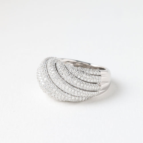 Bague 55.5 BAGUE PAVEE DE DIAMANTS EN OR GRIS 18K 58 Facettes
