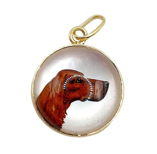 Pendentif Pendentif tête de chien en or jaune, cristal d'Essex (circa 1890) 58 Facettes A05538