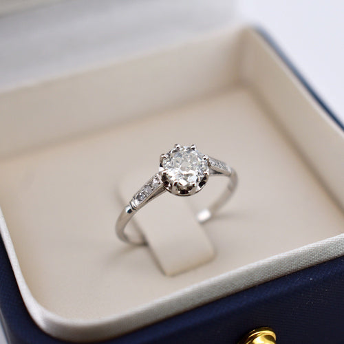 Bague 57 Bague de Fiançailles Solitaire avec Diamants - Belle Époque 58 Facettes 479