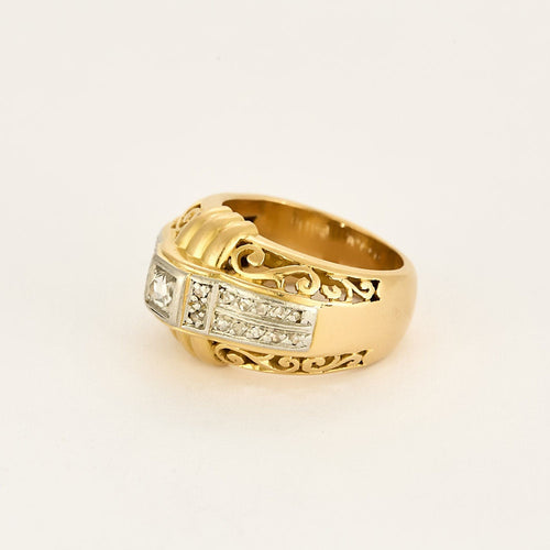 Bague 54 Bague en or jaune, blanc et diamants 58 Facettes DRE1471
