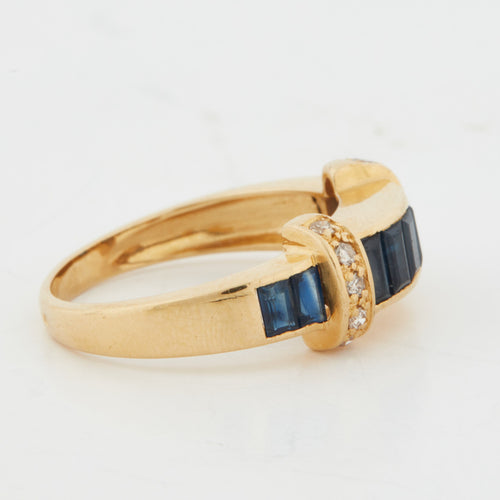 Bague 54 BAGUE OR JAUNE SAPHIRS ET DIAMANTS 58 Facettes REF 3063/18