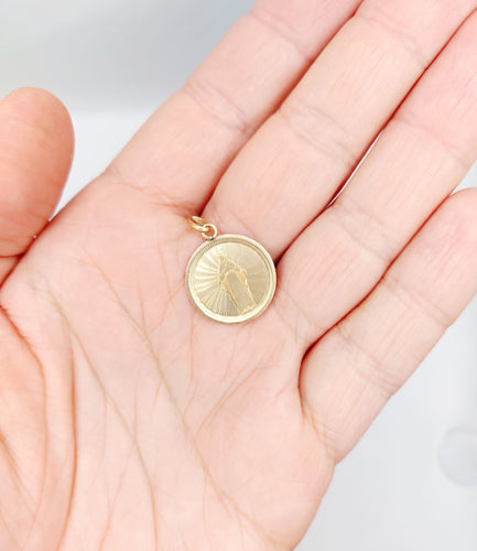 Pendentif Médaille religieuse victorienne or rose 18k vierge et décorations finement ciselées (circa 1885) 58 Facettes A05064