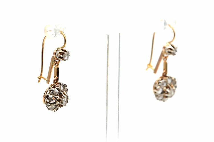 Boucles d'oreilles Dormeuses Or jaune Diamants taille Rose 58 Facettes 22964