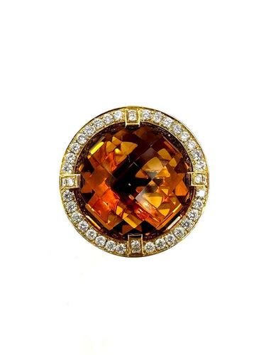 Bague 54 CHAUMET. Collection "Attrape-moi si tu m'aimes", bague or jaune, citrine et diamants 58 Facettes