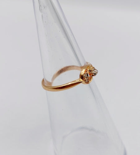 Bague 45 Petite bague antique or rose croissant de lune et diamants taille rose 58 Facettes A06297