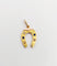 Pendente a ferro di cavallo antico in oro 18k con pietre blu e perle 