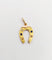 Pendentif fer à cheval antique en or 18k pierres bleues et perles