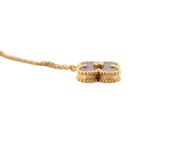 Collier collier van cleef & arples vintage alhambra nacre verte or rose 18k ed lim 58 Facettes 267151