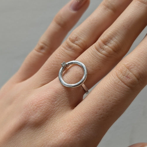 Bague 49 Bague or blanc diamant 58 Facettes