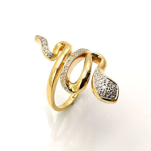 Bague Bague serpent or & diamants 58 Facettes