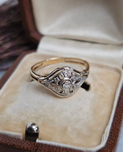 Bague 56 Bague ancienne or bicolore et diamants 58 Facettes 645