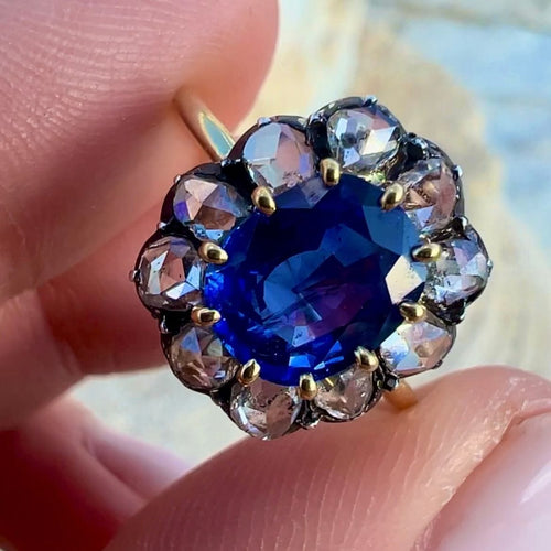 Bague 54 Bague Or, Saphir 2,5 Cts et Diamants - Belle Époque 58 Facettes 501