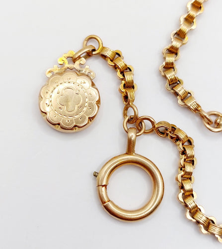 Montre Chaîne giletière de montre antique or rose 18k pendentif ciselé (circa 1900) 58 Facettes A05002