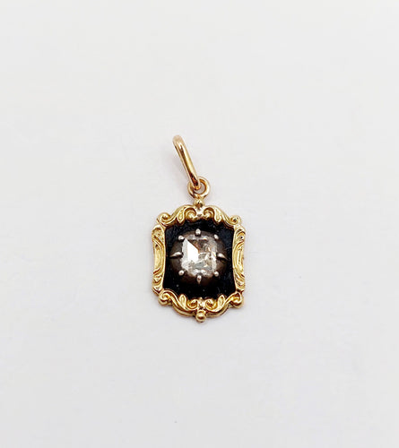 Pendentif Pendentif victorien or jaune et argent, diamant table 5mm (circa 1850) 58 Facettes A06304