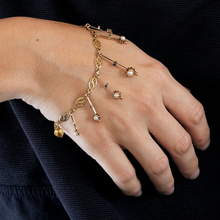 3-teiliges Armband aus Gold und Perlen